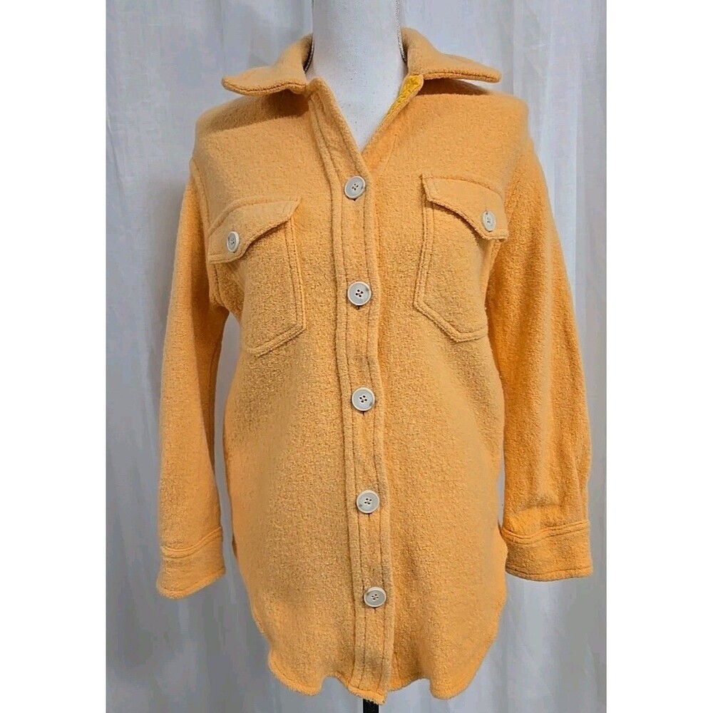 Aritzia Wilfred Free The Ganna Shirt Jacket 100% Merino‎ Wool Yellow Women’s XS - Picture 2 of 9